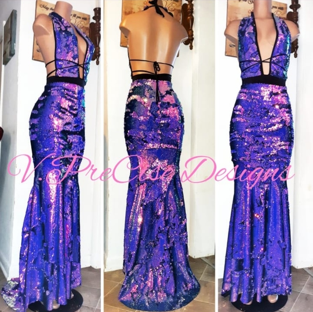 REVERSIBLE SEQUIN GOWN
